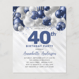 Prospectus 11,4 Cm X 14,2 Cm Bleu Bleu Bleu Parties scintillant de ballons d'ar