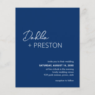 Prospectus 11,4 Cm X 14,2 Cm Bleu de marine minimal moderne Mariage budget Invi