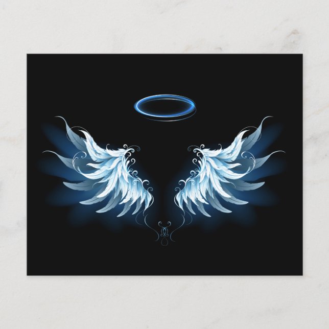 Prospectus 11,4 Cm X 14,2 Cm Blue Glowing Angel Wings on black background (Devant)