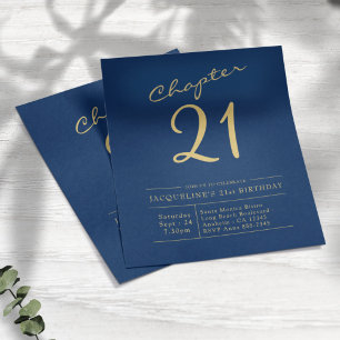 Prospectus 11,4 Cm X 14,2 Cm Blue Gold Budget 21e Invitation anniversaire