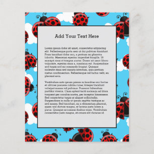 Prospectus 11,4 Cm X 14,2 Cm Blue Sky White Clouds Red Ladybug Beetle Insect