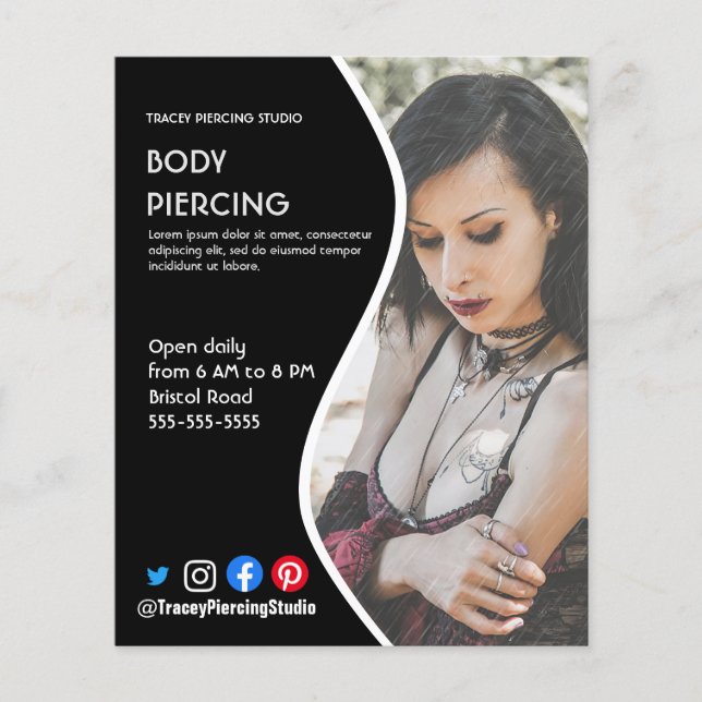 Prospectus 11,4 Cm X 14,2 Cm Body PIERCING STUDIO affiche prospectus (Devant)