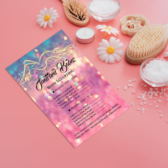 Prospectus 11,4 Cm X 14,2 Cm Body Sculpting Logo Rose Pink Price List  (Body Sculpting Logo Rose Pink Price List Flyer)