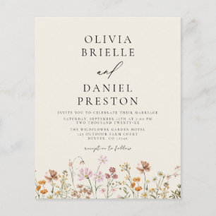 Prospectus 11,4 Cm X 14,2 Cm Boho Fleur sauvage Beige Photo Jardin Mariage