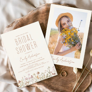 Prospectus 11,4 Cm X 14,2 Cm Boho Fleur sauvage Fête des mariées Photo Invitati