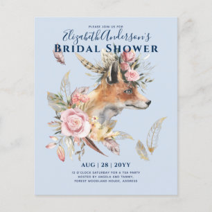 Prospectus 11,4 Cm X 14,2 Cm Boho FOX Mariage Woodland Plumes Floral