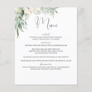 Prospectus 11,4 Cm X 14,2 Cm Boho Green et Eucalyptus Menu Mariage Feuille