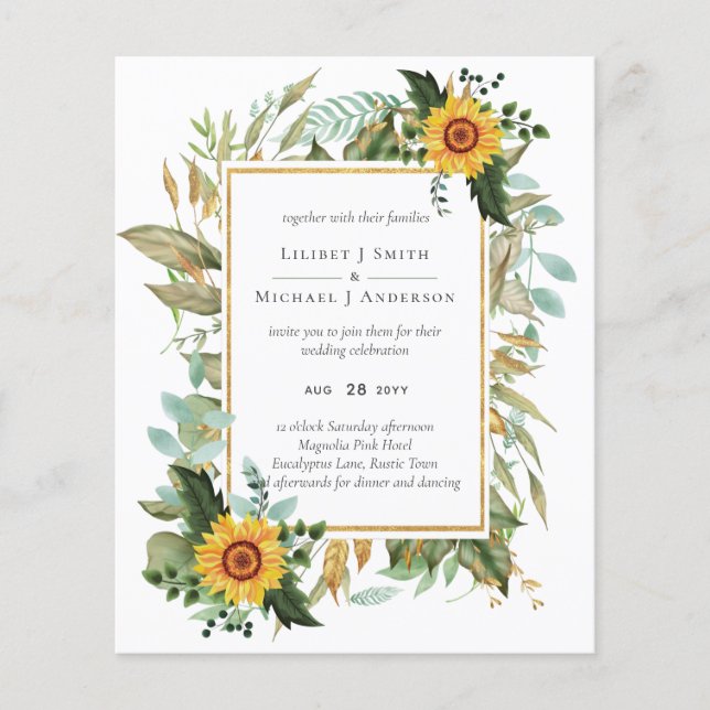 Prospectus 11,4 Cm X 14,2 Cm Boho Sunflower Sage Mariage de verdure (Devant)