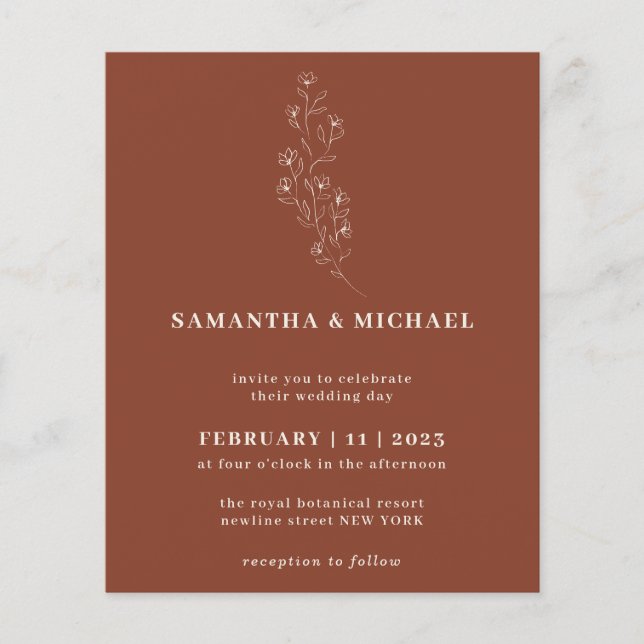 Prospectus 11,4 Cm X 14,2 Cm Boho Terracotta Indie Rustic Botanical budget (Devant)