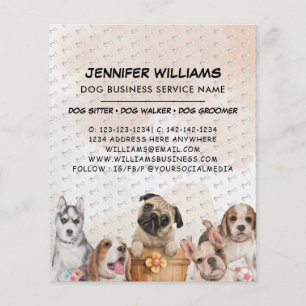 Prospectus 11,4 Cm X 14,2 Cm Boho Watercolor Chien Walker Chien assis affaires