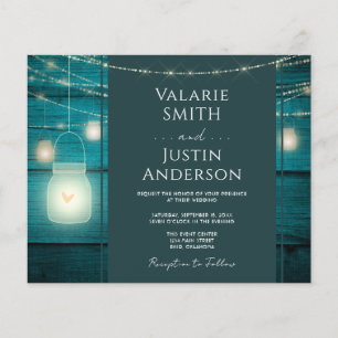 Prospectus 11,4 Cm X 14,2 Cm Bois bleu rustique et Faire-part de mariage léger