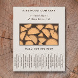 Prospectus 11,4 Cm X 14,2 Cm Bois de chauffage Approvisionnement & Livraison Te<br><div class="desc">Un prospectus brun avec des bandes Tear Off et une illustration d'une pile de billes de bois pour l'approvisionnement et la livraison du bois de chauffage ou de la bûcheron!</div>