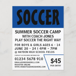 Prospectus 11,4 Cm X 14,2 Cm Bold moderne, Soccer Camp Advertising Flyer