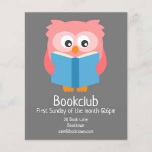 Prospectus 11,4 Cm X 14,2 Cm Bookclub lecture hibou groupe livre session flyer