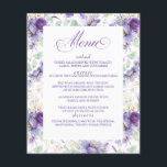 Prospectus 11,4 Cm X 14,2 Cm Botanical Purple and Gold Floral Wedding Menu<br><div class="desc">Botanical lavender purple flowers and soft greenery chic wedding menu cards</div>