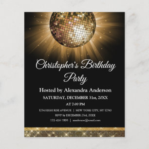 Prospectus 11,4 Cm X 14,2 Cm Boule disco dorée pour fête d'anniversaire à tout