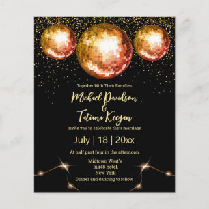 Prospectus 11,4 Cm X 14,2 Cm boules de disco rétro invitation de mariage noir f