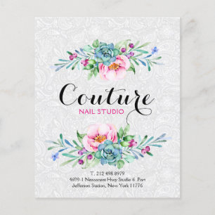 Prospectus 11,4 Cm X 14,2 Cm Bouquet floral coloré Liste des menus