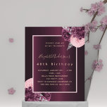 Prospectus 11,4 Cm X 14,2 Cm Bourgogne rose fleurie invitation anniversaire<br><div class="desc">Veuillez noter que cette invitation est sur papier de prospectus et très mince. Les enveloppes ne sont pas incluses. Pour des invitations plus épaisses (même conception), veuillez visiter notre magasin. Un arrière - plan bordeaux profond décoré de fleurs bordeaux et roses, de fleurs au feuillage argenté. Personnalisez et ajoutez votre...</div>