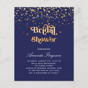 Prospectus 11,4 Cm X 14,2 Cm Bridal douche marine bleu or budget invitation