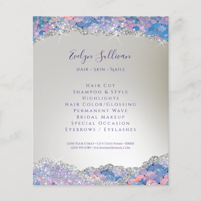 Prospectus 11,4 Cm X 14,2 Cm Brochure à paillettes de sirène (Devant)