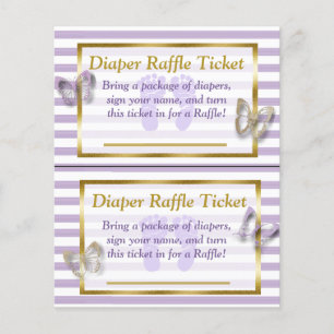 Prospectus 11,4 Cm X 14,2 Cm Brochure Baby shower Papillon violet et or