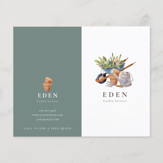 Prospectus 11,4 Cm X 14,2 Cm Brochure du service de jardinage paysager (Devant)