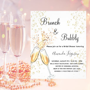 Prospectus 11,4 Cm X 14,2 Cm Brunch Bubbly Fête des mariées Pink Budget Invitat