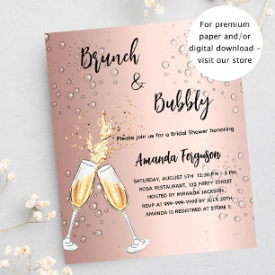 Prospectus 11,4 Cm X 14,2 Cm Brunch Bubbly Fête des mariées rose invitation bud
