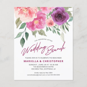 Prospectus 11,4 Cm X 14,2 Cm Brunch de mariage après-cérémonie Aquarelle Roses