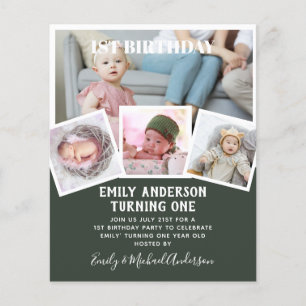 Prospectus 11,4 Cm X 14,2 Cm BUDGET 1er anniversaire PHOTO Invitation ou MERCI