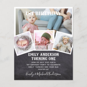 Prospectus 11,4 Cm X 14,2 Cm BUDGET 1er anniversaire PHOTO Invitation ou MERCI