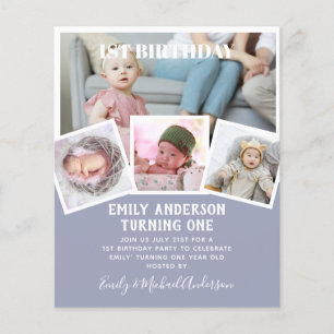 Prospectus 11,4 Cm X 14,2 Cm BUDGET 1er anniversaire PHOTO Invitation ou MERCI