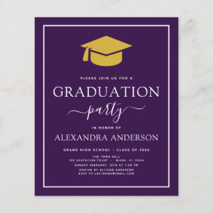 Prospectus 11,4 Cm X 14,2 Cm Budget 2022 Graduation Party Purple Gold Flyer