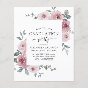 Prospectus 11,4 Cm X 14,2 Cm Budget 2023 Dusty Rose Rose Graduation Floral