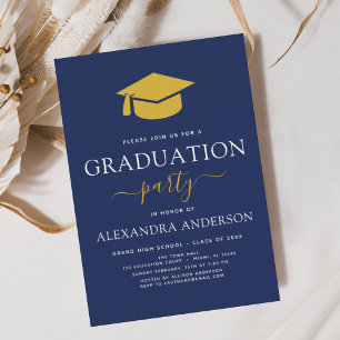 Prospectus 11,4 Cm X 14,2 Cm Budget 2023 Graduation Marine Blue Gold Invitation