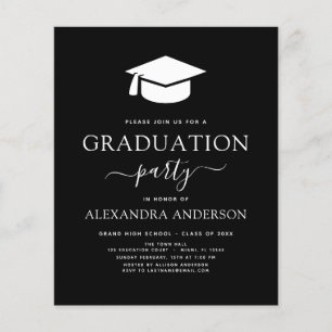 Prospectus 11,4 Cm X 14,2 Cm Budget 2023 Graduation Party Black Invitation