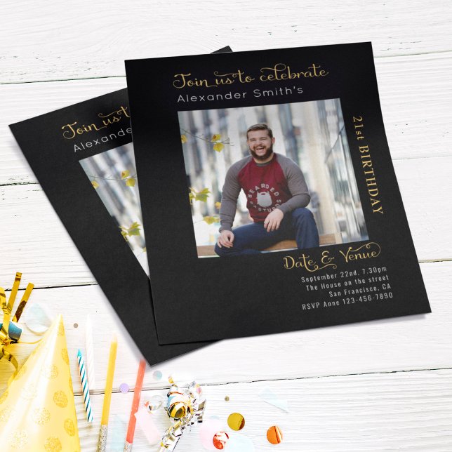 Prospectus 11,4 Cm X 14,2 Cm Budget 21e anniversaire Invitation noire (Créateur téléchargé)
