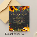 Prospectus 11,4 Cm X 14,2 Cm Budget 30 ans automne rustique 30e anniversaire fê<br><div class="desc">Couleurs de soleil, raisins, deux verres de vin rouge et un citrouille d'aquarelle sur un arrière - plan de bois brun foncé de grange faisant une gaieté élégante à 30 ans BUDGET abordable fête d'anniversaire PAPER invitation FLYER avec une écriture branchée écriture typographie or. Convient pour rustique traditionnel | pays...</div>