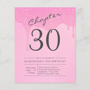 Prospectus 11,4 Cm X 14,2 Cm Budget 30e anniversaire Invitation rose Grey