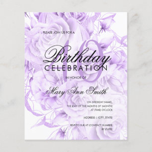 Prospectus 11,4 Cm X 14,2 Cm Budget 40e anniversaire Floral Purple Invitation