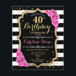 Prospectus 11,4 Cm X 14,2 Cm Budget 40e anniversaire Invitation rose noir blanc<br><div class="desc">Budget 40e Anniversaire Circulaire d'invitation. Elégant design floral noir blanc rose avec parties scintillant imitation. Bandes noires et blanches avec roses roses roses. Parfait pour une fête d'anniversaire élégante. *** Veuillez noter que cette conception sera imprimée sur un papier très fin et qu'elle ne comporte pas d'enveloppes. Parfait pour les...</div>