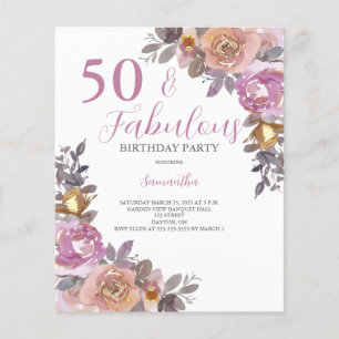 Prospectus 11,4 Cm X 14,2 Cm Budget 50 et fabuleuse invitation d'anniversaire f