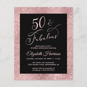 Prospectus 11,4 Cm X 14,2 Cm Budget 50e anniversaire fête Elégant Rose Gold