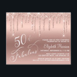 Prospectus 11,4 Cm X 14,2 Cm Budget 50th Birthday Glitter Rose Gold Invitation<br><div class="desc">REMARQUE : Les enveloppes ne sont pas incluses et cette invitation économique imprime sur papier mince, et non sur stock de carte épais. Élégante et chic invitation de fête du 50e anniversaire avec "50 & Fabulous" écrit en écriture blanche stylisée contre un arrière - plan rose d'or, avec parties scintillant...</div>