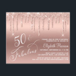 Prospectus 11,4 Cm X 14,2 Cm Budget 50th Birthday Glitter Rose Gold Invitation<br><div class="desc">REMARQUE : Les enveloppes ne sont pas incluses et cette invitation économique imprime sur papier mince, et non sur stock de carte épais. Élégante et chic invitation de fête du 50e anniversaire avec "50 & Fabulous" écrit en écriture blanche stylisée contre un arrière - plan rose d'or, avec parties scintillant...</div>