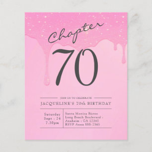 Prospectus 11,4 Cm X 14,2 Cm Budget 70e anniversaire Invitation rose Grey
