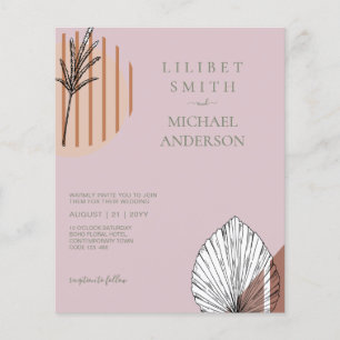 Prospectus 11,4 Cm X 14,2 Cm BUDGET Abstrait Sage Pampas rose Mariage