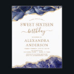 Prospectus 11,4 Cm X 14,2 Cm Budget Agate Sweet 16 Marine Blue Gold<br><div class="desc">Budget Agate Geode Marine Blue and Gold Foil Invitations de fête d'anniversaire - comprend un script moderne magnifique et élégant pour la fête d'anniversaire du Sweet sixteen spécial (16e).</div>