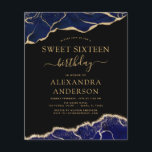 Prospectus 11,4 Cm X 14,2 Cm Budget Agate Sweet 16 Marine Blue Gold<br><div class="desc">Budget Agate Geode Black,  Navy Blue et Gold Foil Invitations de fête d'anniversaire - comprend un script moderne magnifique et élégant pour le Sweet sixteen spécial (16e) fête d'anniversaire.</div>